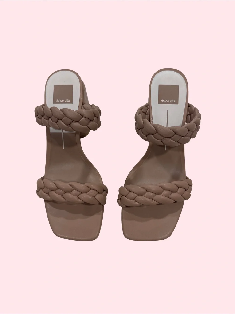 Dolce Vita Braided Double-Strap Slide Heels in Taupe